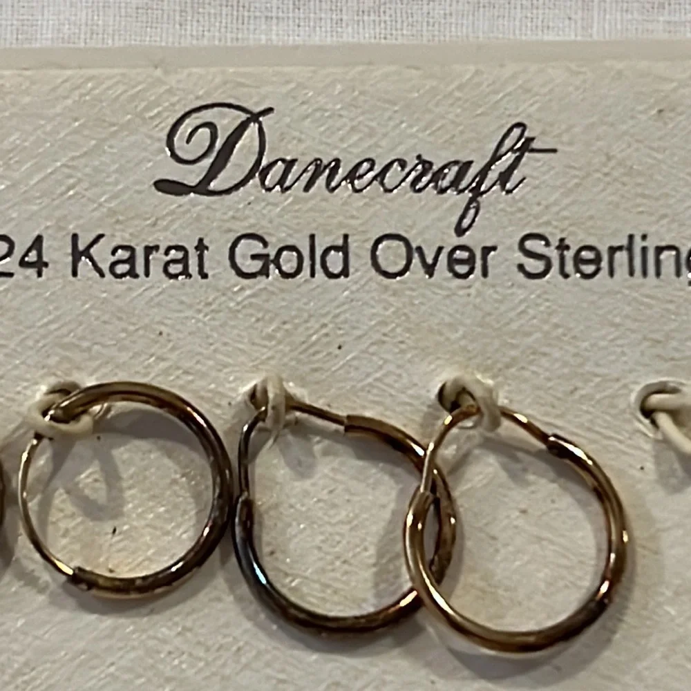 2 sets Danecraft 24k over Sterling Silver hoop earrings